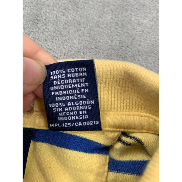 Chaps Men's Large Yellow & Blue Striped Polo Golf Grandpa Shirt 100% Cotton - Picture 5 of 9